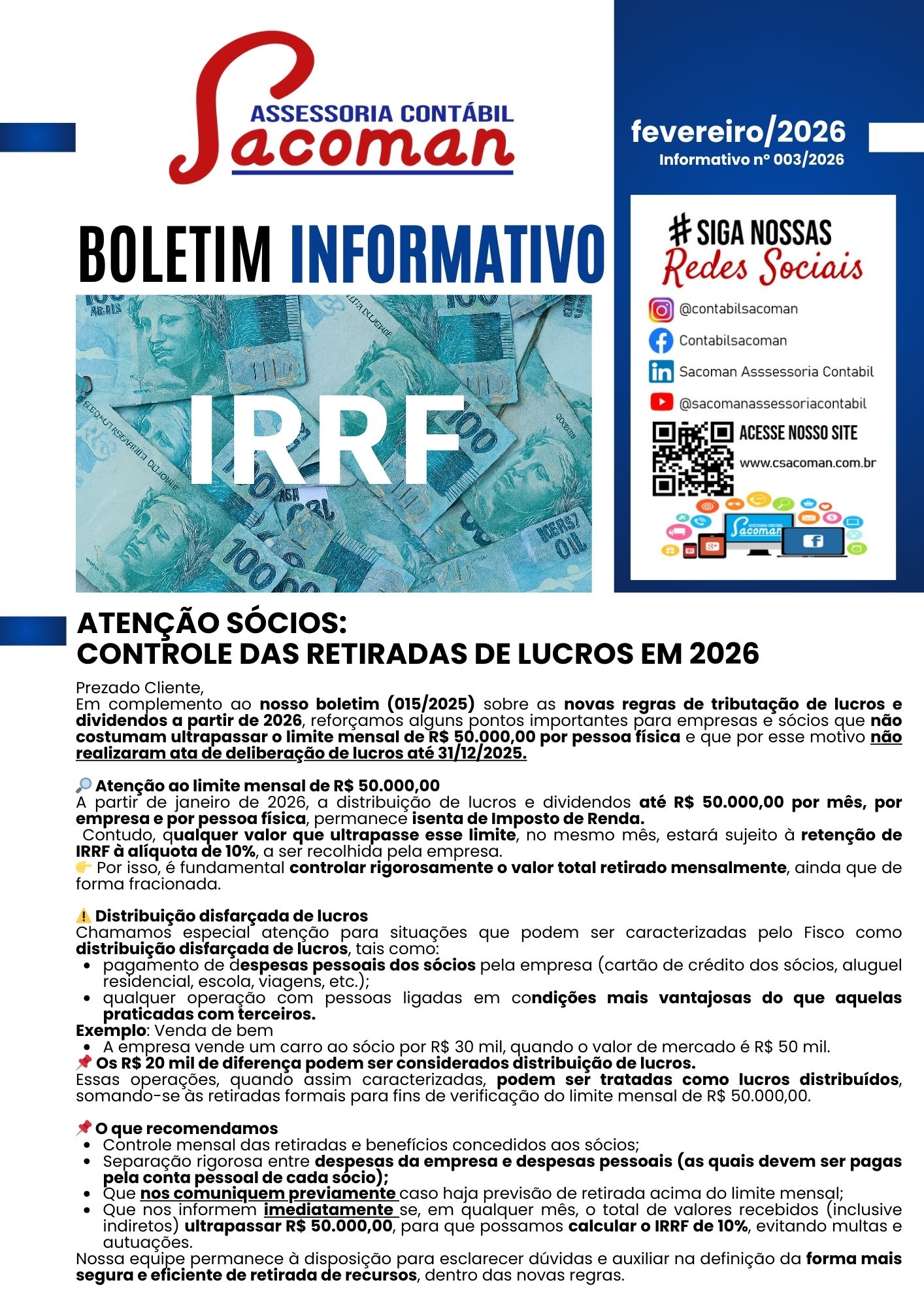 Read more about the article Boletim Informativo 003-2026
