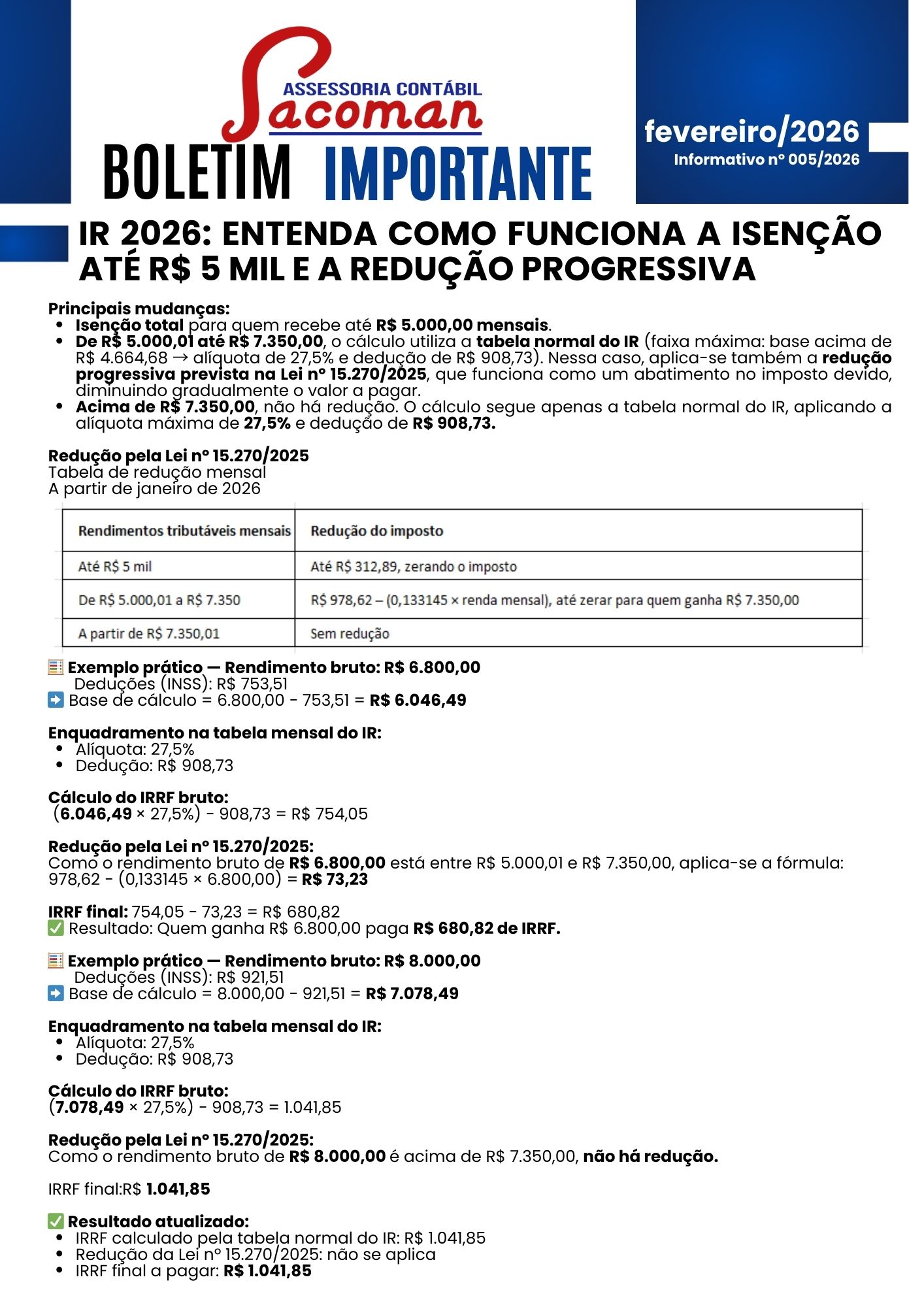 Read more about the article Boletim Informativo 005-2026