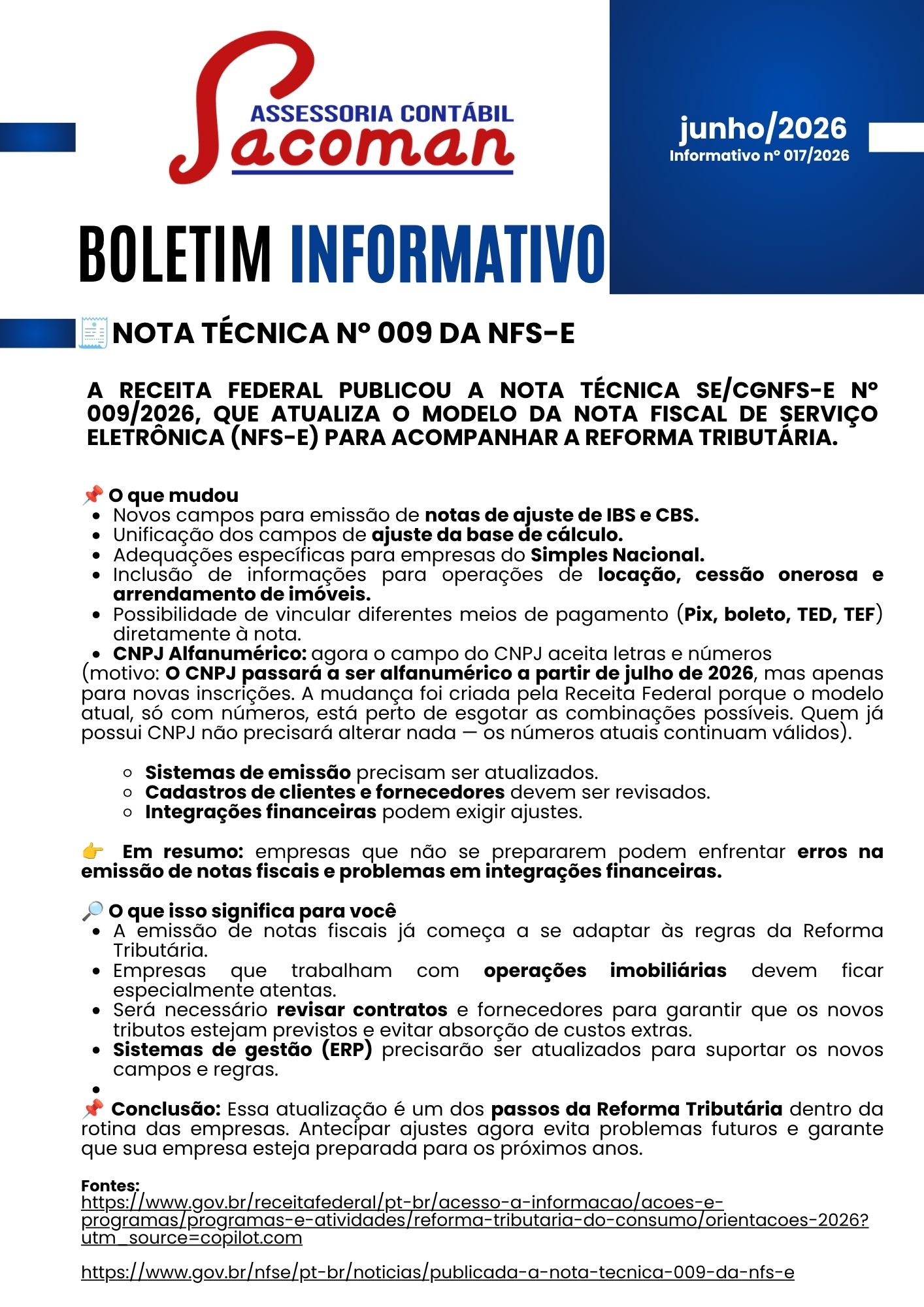 Read more about the article Boletim Informativo 017-2026