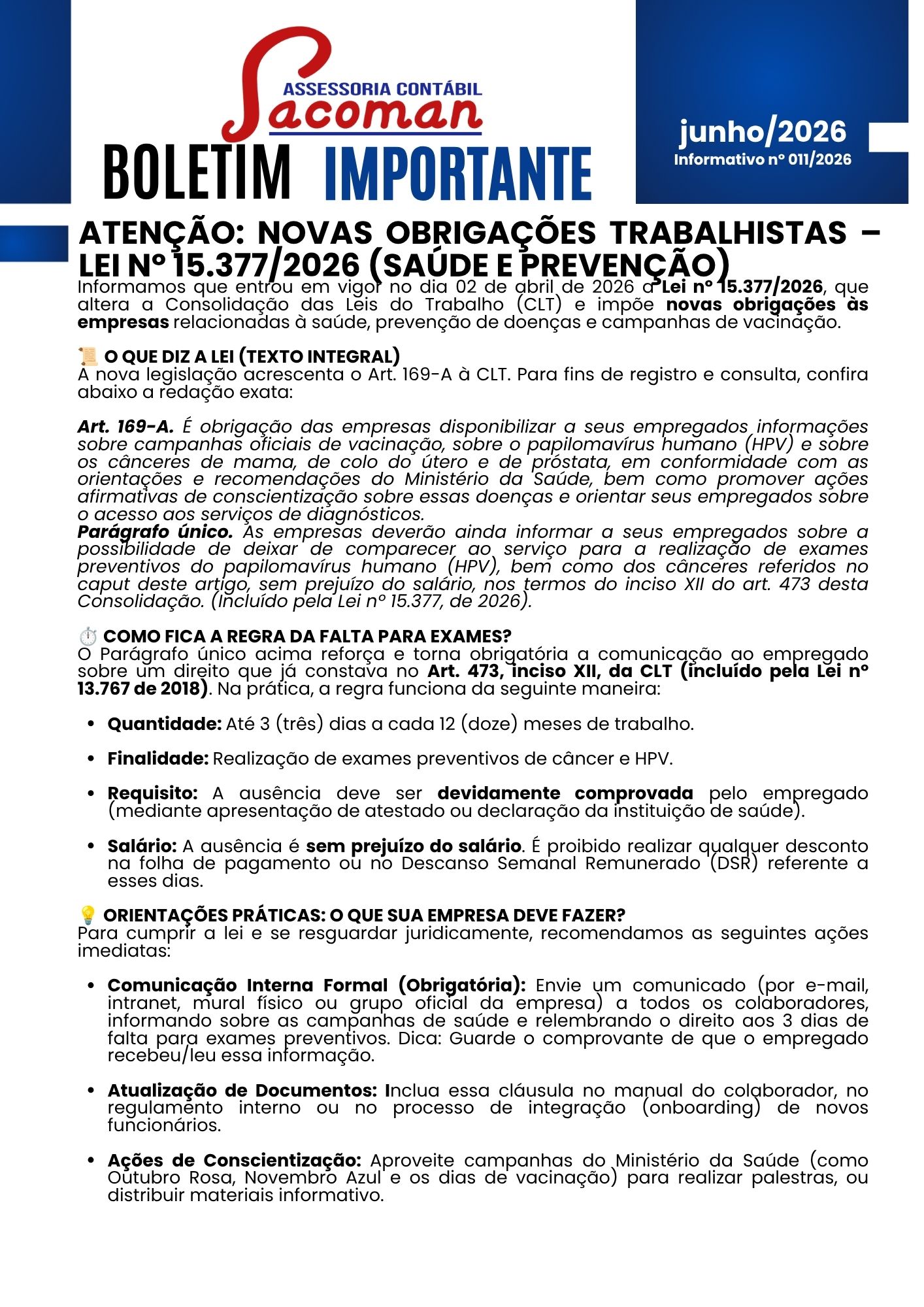 Read more about the article Boletim Informativo 011-2026