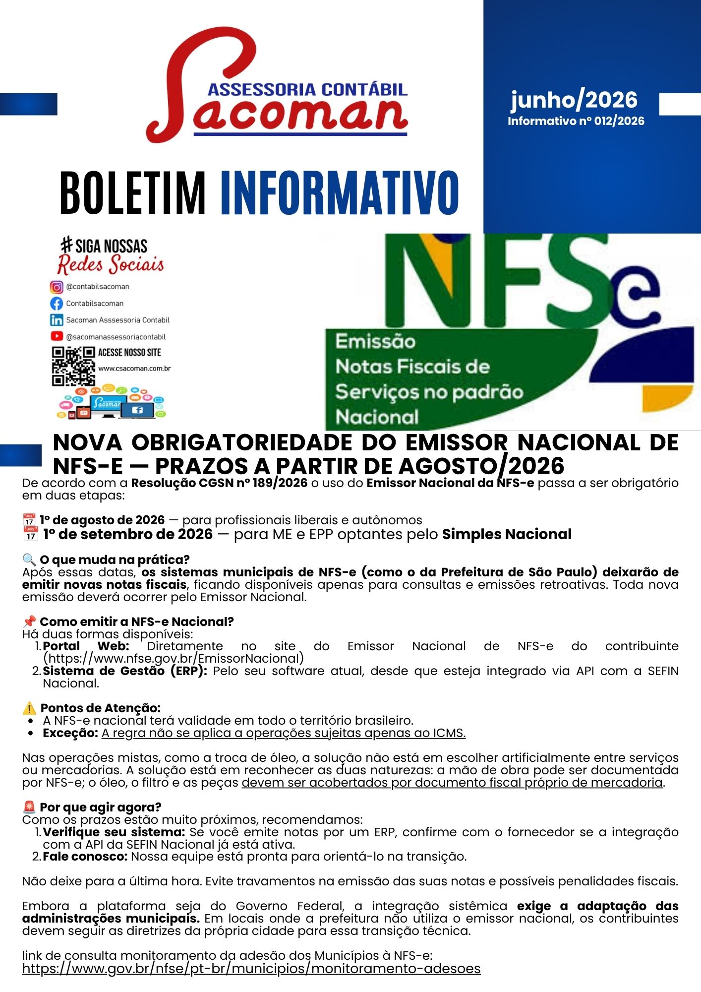 Read more about the article Boletim Informativo 012-2026